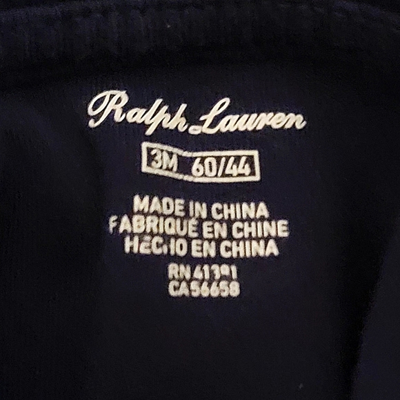 Ralph Lauren Baby Boys' Navy Blue Cotton Polo Shirt With Red Pony Logo Sz 3 Mos - Picture 5 of 8